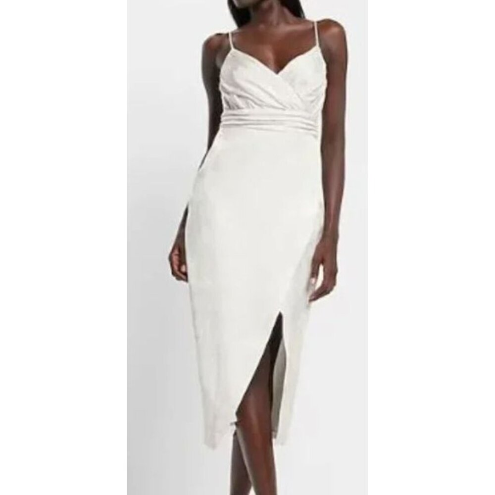 Express Dress Womens 10 White Floral Midi Sleeveless Bridal‎ Event Graduation